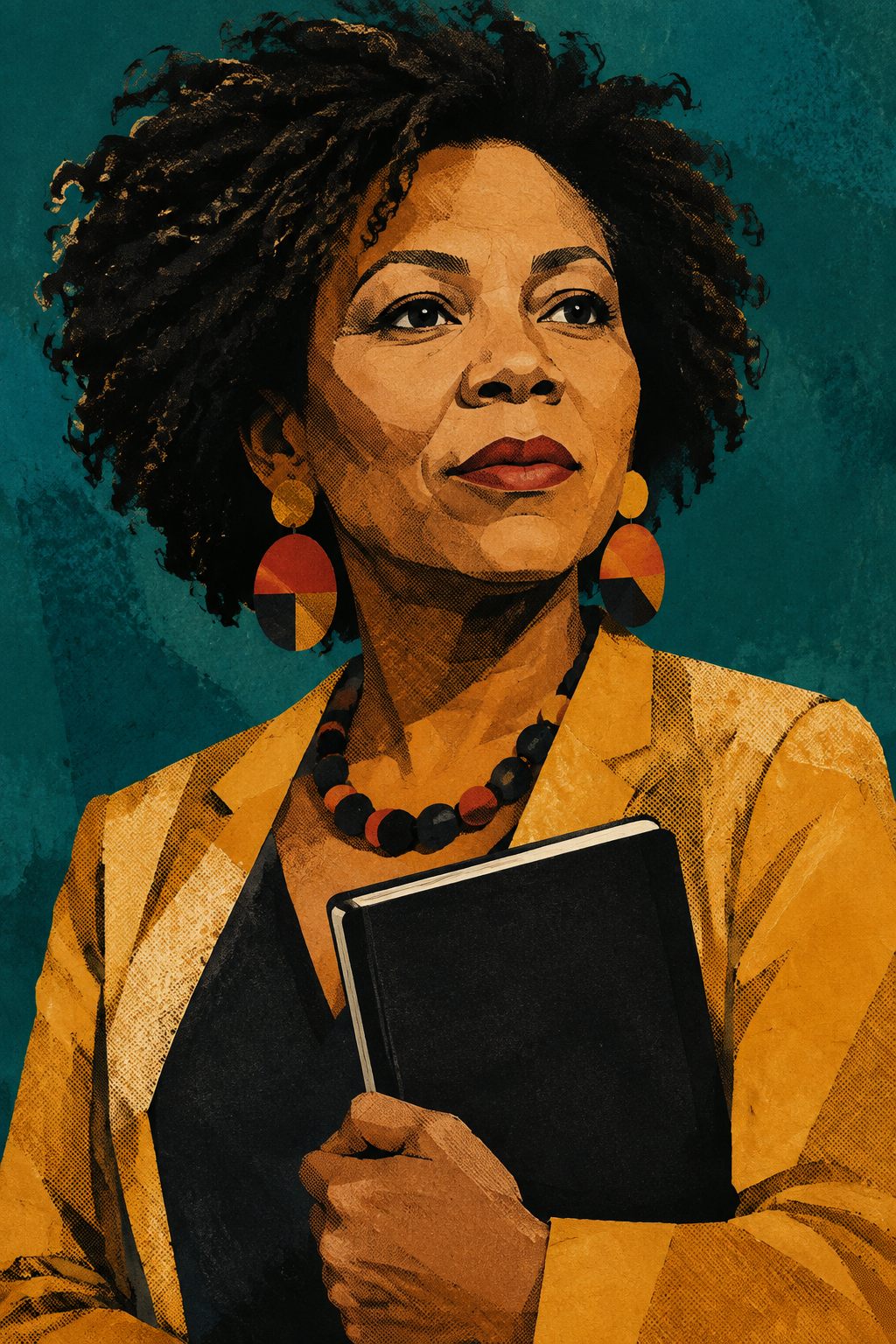 Retrato em colagem de Lúcia Prado, editora responsável