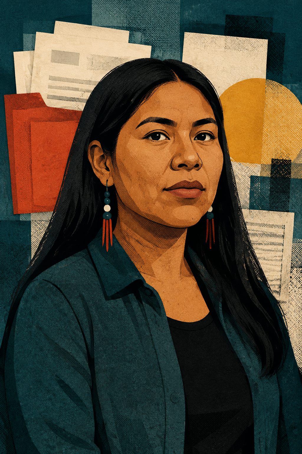 Retrato em colagem de Maíra Aruana, editora de verificação